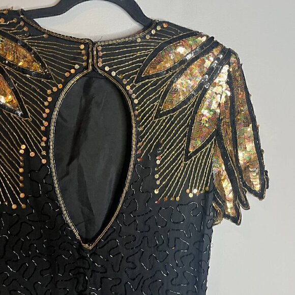 Vintage silk beaded sequin dress - Picture 7 of 7